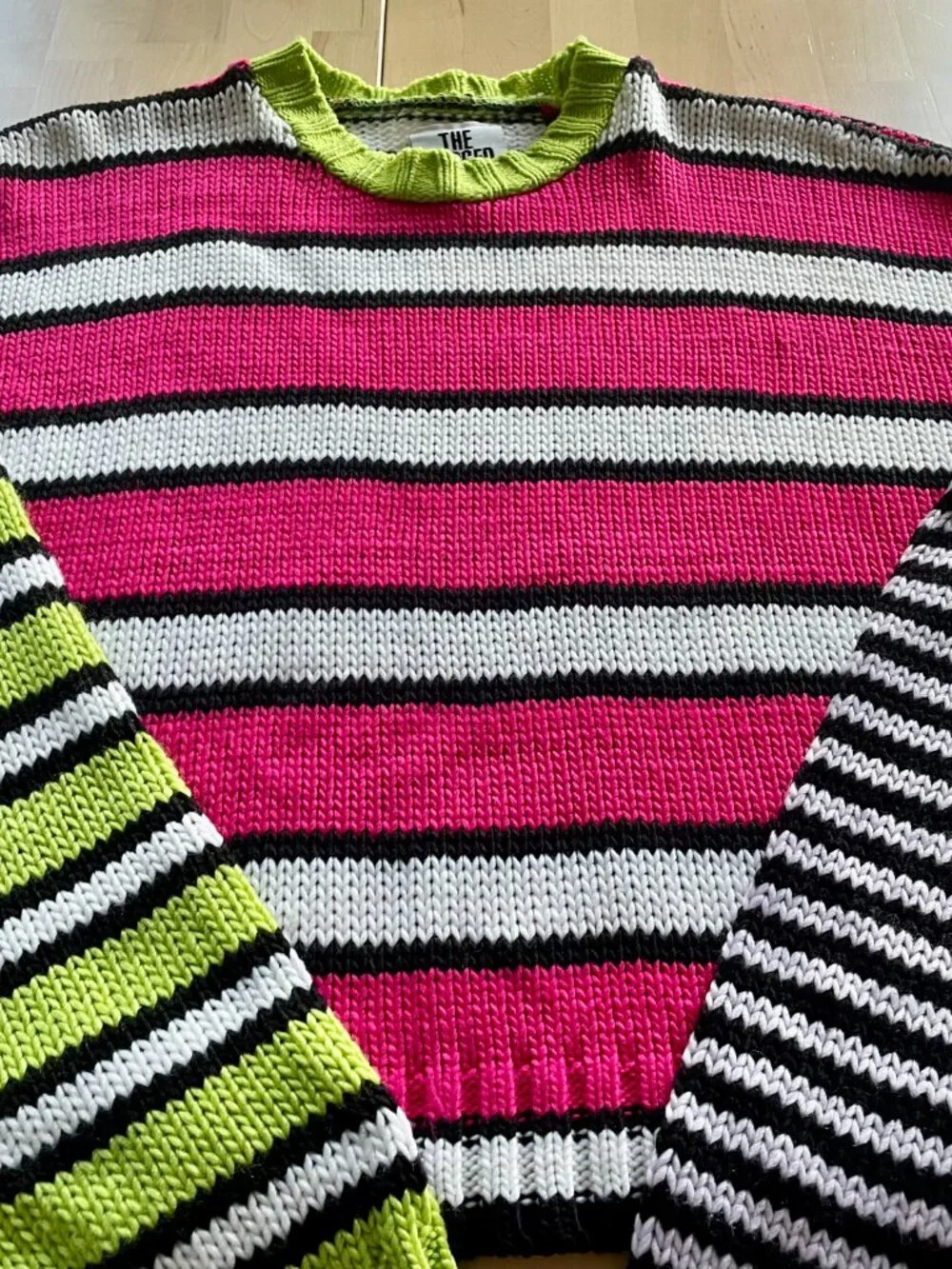The Ragged Priest Women's Oversized Boxy Striped Colorblock Sweater size Small